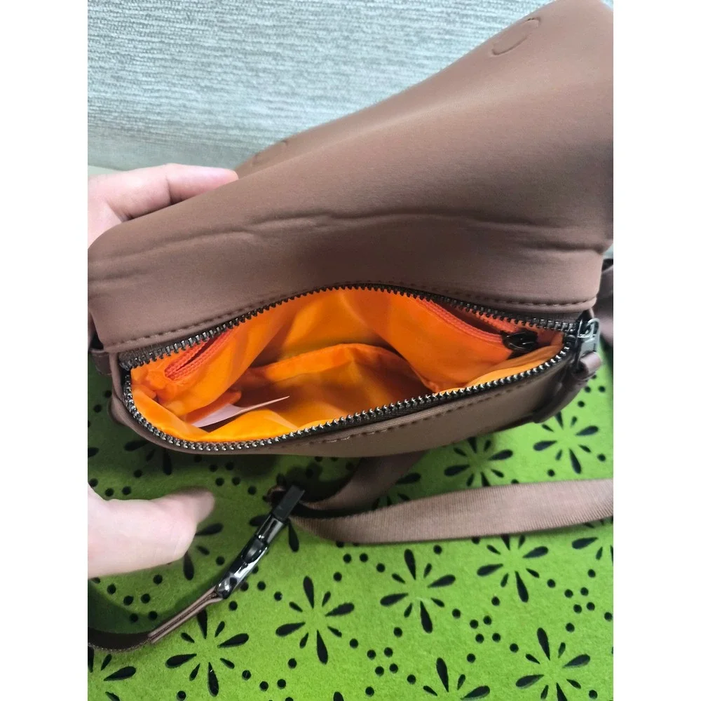 Womens Fashion Neoprene Convertible Bag Chocolate Adjustable Crossbody Strap